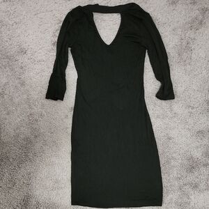 HeartSoul Black Bodycon Dress with Bishop Sleeves | Size XS | Elegant & Chic
